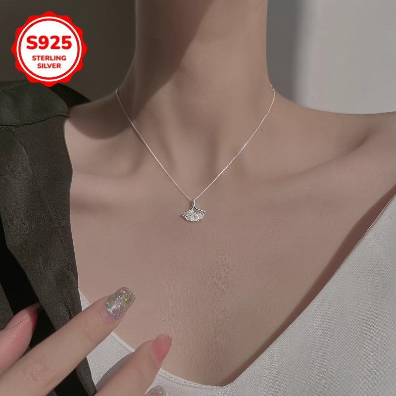 Women's 925 Hypoallergenic Ginkgo Leaf Necklace, Forest Style